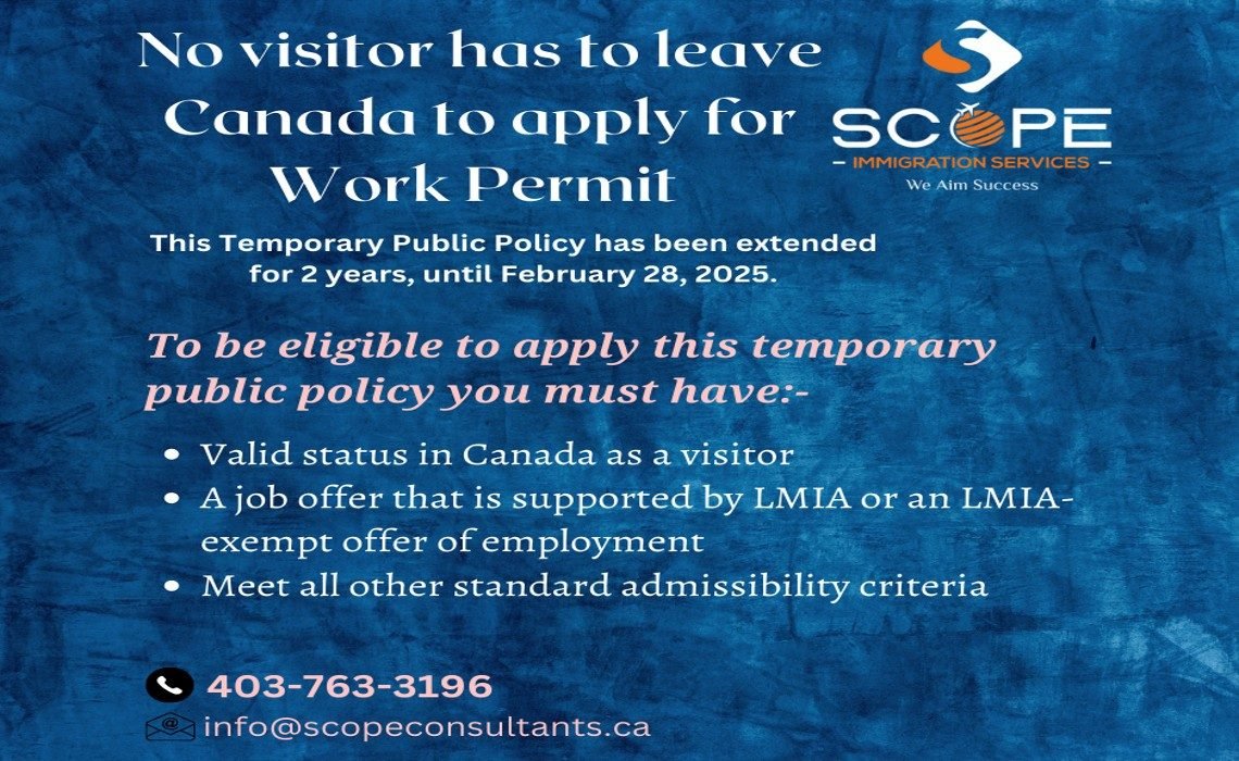 Visitors Can Apply For Work Permit Inside Canada Till February 28, 2025